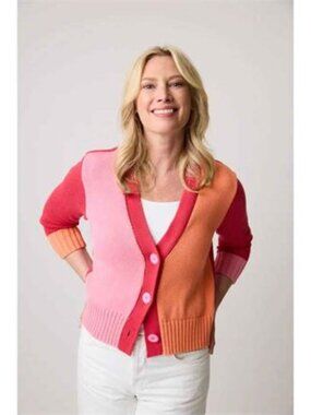 NWT Parkhurst Colourblock Cotton 3/4 Sleeve Cardigan (L)